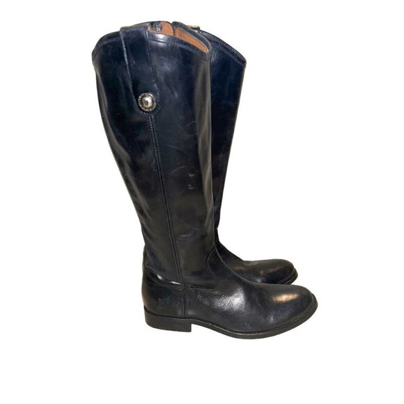 Frye Melissa Black Leather Zip Up Leg Equestrian Inspired Tall Riding Boots 6 B - Picture 1 of 9
